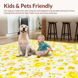 Ultra Soft Area Rug, Non Slip, Stain Resistant, Washable Area Rugs for Living Room, Bedroom, Delightful Petal Inspired Design(Yellow)