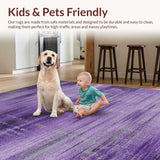 Ultra Soft Area Rug, Non Slip, Stain Resistant, Washable Area Rugs for Living Room, Bedroom, Luxurious Gradient Ripple Effect(Purple)