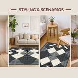 Ultra Soft Area Rug, Non Slip, Stain Resistant, Washable Area Rugs for Living Room, Bedroom, Rustic Diamond Patterned Sophistication(Gray)