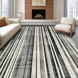 Ultra Soft Area Rug, Non Slip, Stain Resistant, Washable Area Rugs for Living Room, Bedroom, Modern Farmhouse Black and White Stripe Low Pile Floor Mat Rug(Black)