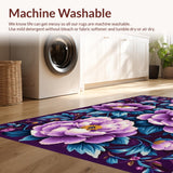 Ultra Soft Area Rug, Non Slip, Stain Resistant, Washable Area Rugs for Living Room, Bedroom, Sophisticated Round Floral Accent(Purple)