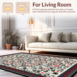 Ultra Soft Area Rug, Non Slip, Stain Resistant, Washable Area Rugs for Living Room, Bedroom, Vibrant Abstract Patterned Decor(Black)