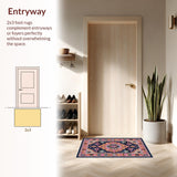 Ultra Soft Area Rug, Non Slip, Stain Resistant, Washable Area Rugs for Living Room, Bedroom, Serene Earthy Tones with Linear Patterns(Blue)