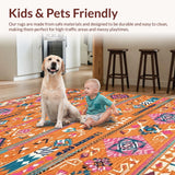 Ultra Soft Area Rug, Non Slip, Stain Resistant, Washable Area Rugs for Living Room, Bedroom, Bold Geometric Color Splash(Orange)
