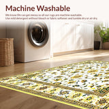 Ultra Soft Area Rug, Non Slip, Stain Resistant, Washable Area Rugs for Living Room, Bedroom, Vintage Beige Yellow Kitchen Area(White)