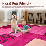 Ultra Soft Area Rug, Non Slip, Stain Resistant, Washable Area Rugs for Living Room, Bedroom, Vibrant Animal Print Door Mat Contemporary Home Decor(Pink)