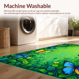 Ultra Soft Area Rug, Non Slip, Stain Resistant, Washable Area Rugs for Living Room, Bedroom, Whimsical Green Insect Patterned Piece(Green)