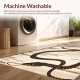 Ultra Soft Area Rug, Non Slip, Stain Resistant, Washable Area Rugs for Living Room, Bedroom, Vibrant Boho Wildlife Illustration(Beige)