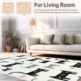Ultra Soft Area Rug, Non Slip, Stain Resistant, Washable Area Rugs for Living Room, Bedroom, Playful Animal-Themed Aesthetic(White)