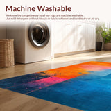 Ultra Soft Area Rug, Non Slip, Stain Resistant, Washable Area Rugs for Living Room, Bedroom, Contemporary Color Splash Design(Orange)