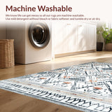 Ultra Soft Area Rug, Non Slip, Stain Resistant, Washable Area Rugs for Living Room, Bedroom, Rustic Ogee Patterned Accent(White)