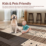 Ultra Soft Area Rug, Non Slip, Stain Resistant, Washable Area Rugs for Living Room, Bedroom, Playful Modern Rustic Motif(Gray)