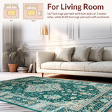 Ultra Soft Area Rug, Non Slip, Stain Resistant, Washable Area Rugs for Living Room, Bedroom, Chic Light Blue Medallion Art(Blue)