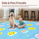 Ultra Soft Area Rug, Non Slip, Stain Resistant, Washable Area Rugs for Living Room, Bedroom, Enchanting Soft-Toned Fun Elements(Blue)