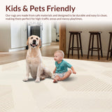 Artisan Woven Area with Minimalist Chevron Lines and Subtle Earth Motifs(Beige)