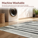 Ultra Soft Area Rug, Non Slip, Stain Resistant, Washable Area Rugs for Living Room, Bedroom, Stylish Black & White Carpet: Reversible Striped Area Rug(Black)