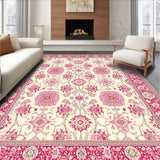 Ultra Soft Area Rug, Non Slip, Stain Resistant, Washable Area Rugs for Living Room, Bedroom, Serene Minimalist Circular Artwork(Ivory)