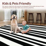 Ultra Soft Area Rug, Non Slip, Stain Resistant, Washable Area Rugs for Living Room, Bedroom, Chic Modern Linear Pattern Design(Black)
