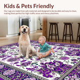 Ultra Soft Area Rug, Non Slip, Stain Resistant, Washable Area Rugs for Living Room, Bedroom, Charming Vintage-inspired Flower Motif(Purple)
