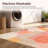Ultra Soft Area Rug, Non Slip, Stain Resistant, Washable Area Rugs for Living Room, Bedroom, Chic Velvet-Look Rug with Artful Dot Matrix and Contemporary Peach Tones(Pink)