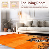 Ultra Soft Area Rug, Non Slip, Stain Resistant, Washable Area Rugs for Living Room, Bedroom, Sophisticated Natural Patterned Décor(Orange)