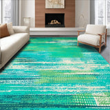 Ultra Soft Area Rug, Non Slip, Stain Resistant, Washable Area Rugs for Living Room, Bedroom, Chic Turquoise Green Fluid Design(Blue)