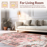 Ultra Soft Area Rug, Non Slip, Stain Resistant, Washable Area Rugs for Living Room, Bedroom, Luxurious Distressed Decorative Accent(Pink)