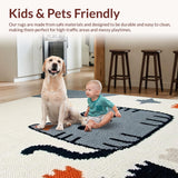 Ultra Soft Area Rug, Non Slip, Stain Resistant, Washable Area Rugs for Living Room, Bedroom, Trendy Monochrome Feline Artistry(Beige)