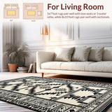 Ultra Soft Area Rug, Non Slip, Stain Resistant, Washable Area Rugs for Living Room, Bedroom, Vibrant Loop-and-Cut Textured Pattern(Black)