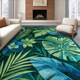 Ultra Soft Area Rug, Non Slip, Stain Resistant, Washable Area Rugs for Living Room, Bedroom, Eclectic Tropical Floral Motif(Blue)