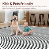 Ultra Soft Area Rug, Non Slip, Stain Resistant, Washable Area Rugs for Living Room, Bedroom, Contemporary Black & White Area Rug Bold Stripe Design(Black)