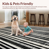 Ultra Soft Area Rug, Non Slip, Stain Resistant, Washable Area Rugs for Living Room, Bedroom, Elegant Safari Inspired Striped Floor Covering With Contemporary Art Design(Black)