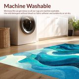 Ultra Soft Area Rug, Non Slip, Stain Resistant, Washable Area Rugs for Living Room, Bedroom, Ocean Wave Surf Dynamic Board Outline Playful Mermaid Inspired Details(Blue)