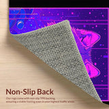 Ultra Soft Area Rug, Non Slip, Stain Resistant, Washable Area Rugs for Living Room, Bedroom, Eclectic Multi-Hued Wolf Design(Purple)