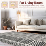 Ultra Soft Area Rug, Non Slip, Stain Resistant, Washable Area Rugs for Living Room, Bedroom, Striped Pattern Area Rug(Black)
