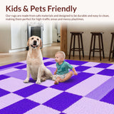 Ultra Soft Area Rug, Non Slip, Stain Resistant, Washable Area Rugs for Living Room, Bedroom, Vibrant Educational Diamond Pattern(Purple)