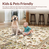 Ultra Soft Area Rug, Non Slip, Stain Resistant, Washable Area Rugs for Living Room, Bedroom, Elegant Creamy Vintage Motif(Beige)