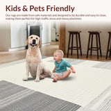 Ultra Soft Area Rug, Non Slip, Stain Resistant, Washable Area Rugs for Living Room, Bedroom, Tranquil Modern Organic Patterns(White)