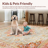 Ultra Soft Area Rug, Non Slip, Stain Resistant, Washable Area Rugs for Living Room, Bedroom, Classic Medallion Rug in Apricot and Rust(Gray)