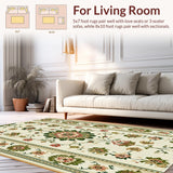Ultra Soft Area Rug, Non Slip, Stain Resistant, Washable Area Rugs for Living Room, Bedroom, Machine Washable Dining Room Olive Beige Rug(Beige)