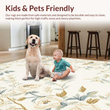 Modern Botanical Garden Rug Elegant Floral Design(Ivory)