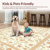 Ultra Soft Area Rug, Non Slip, Stain Resistant, Washable Area Rugs for Living Room, Bedroom, Elegant Round Area with Intricate Floral Motifs in Beige Tones(Beige)