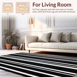 Ultra Soft Area Rug, Non Slip, Stain Resistant, Washable Area Rugs for Living Room, Bedroom, Bold Striped Accent Carpet with Modern Flair(Black)