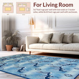 Ultra Soft Area Rug, Non Slip, Stain Resistant, Washable Area Rugs for Living Room, Bedroom, Elegant Blue Animal Motif(Blue)