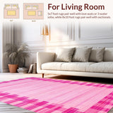 Ultra Soft Area Rug, Non Slip, Stain Resistant, Washable Area Rugs for Living Room, Bedroom, Luxurious Pink Purple Grid(Pink)