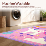 Ultra Soft Area Rug, Non Slip, Stain Resistant, Washable Area Rugs for Living Room, Bedroom, Soft Fuzzy Rainbow Rug for Girls Bedroom(Pink)
