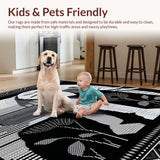 Ultra Soft Area Rug, Non Slip, Stain Resistant, Washable Area Rugs for Living Room, Bedroom, Transitional Textured Animal Graphic Design(Black)