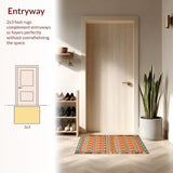 Ultra Soft Area Rug, Non Slip, Stain Resistant, Washable Area Rugs for Living Room, Bedroom, Luxurious Curved Trellis Composition(Orange)