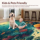 Ultra Soft Area Rug, Non Slip, Stain Resistant, Washable Area Rugs for Living Room, Bedroom, Enchanted Seabed Rug Showcasing Graceful Turtles Amid Tropical Coral Habitat(Blue)