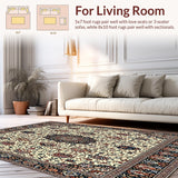 Ultra Soft Area Rug, Non Slip, Stain Resistant, Washable Area Rugs for Living Room, Bedroom, Rustic Round Boho Area Natural Jute Placemat(Ivory)